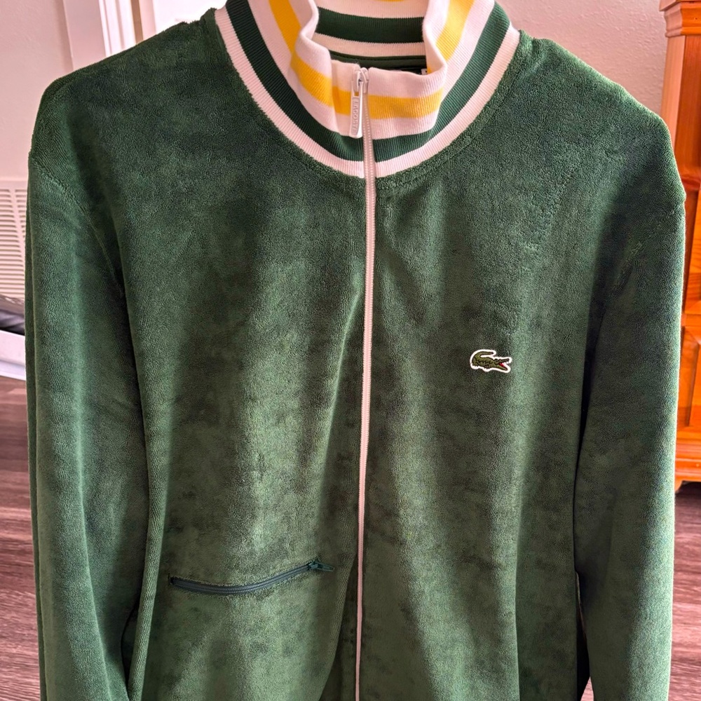 Lactose green terrycloth jacket.